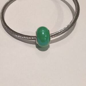 Silver Green‎ Pearlesque Charm for Pandora Style Bracelet